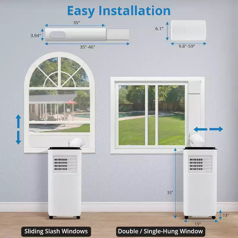 Climatiseur portable GustoWave 10 000 BTU pour pièces jusqu'à 42 m² avec minuterie 24h, mode veille, plateau noir