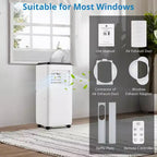 Climatiseur portable GustoWave 10 000 BTU pour pièces jusqu'à 42 m² avec minuterie 24h, mode veille, plateau noir