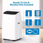 Climatiseur Portable GustoWave 14000 BTU avec Chauffage, Unité de Climatisation Intérieure pour Pièces Jusqu'à 70 m², Blanc/Noir