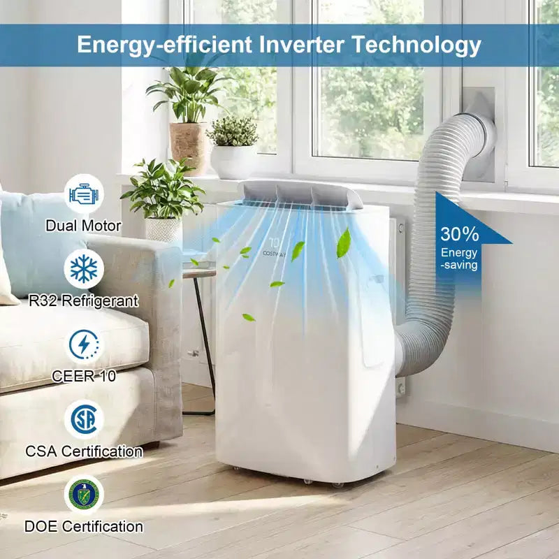 Climatiseur portable inverseur Costway 15000 BTU avec ventilateur, déshumidificateur et oscillation automatique