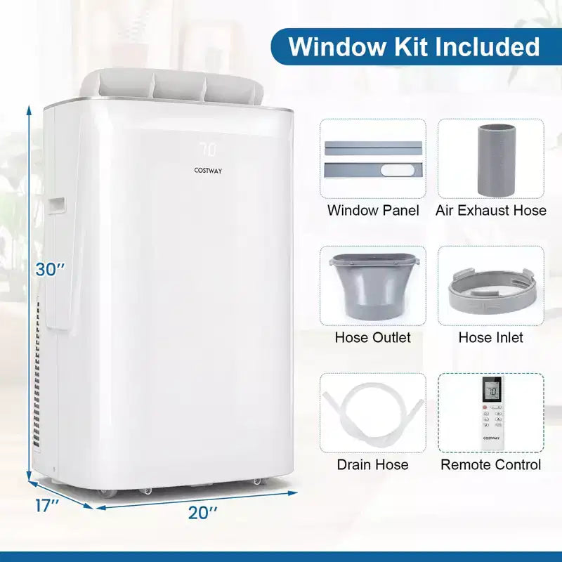 Climatiseur portable inverseur Costway 15000 BTU avec ventilateur, déshumidificateur et oscillation automatique