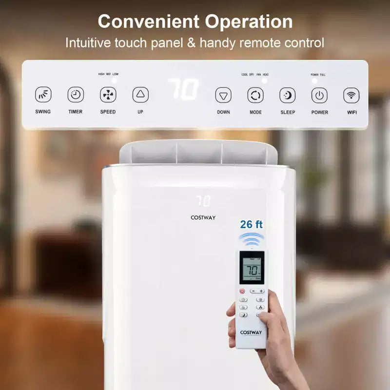 Climatiseur portable inverseur Costway 15000 BTU avec ventilateur, déshumidificateur et oscillation automatique