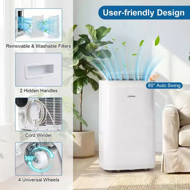 Climatiseur portable inverseur Costway 15000 BTU avec ventilateur, déshumidificateur et oscillation automatique