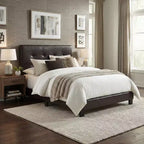 GDFStudio Carter Contemporary Faux Leather Upholstered Platform Bed Frame with Adjustable Headboard
