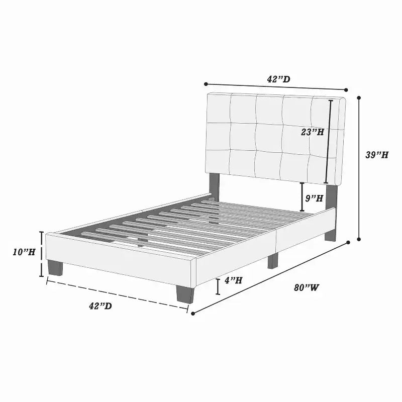 Base de cama de plataforma de piel sintética marrón con cabecera ajustable – Individual / Matrimonial