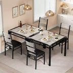 Juego de comedor rectangular retro negro/gris, 2 o 4 asientos