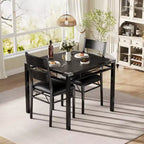 Juego de comedor rectangular retro negro/gris, 2 o 4 asientos