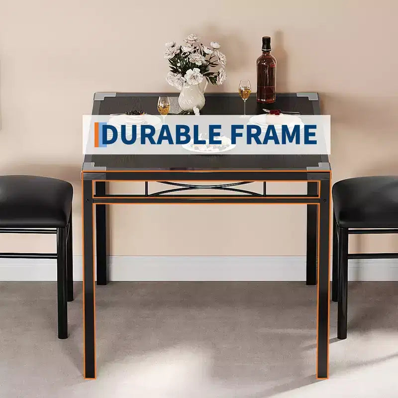 Juego de comedor rectangular retro negro/gris, 2 o 4 asientos