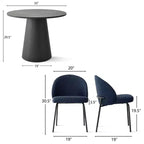 Juego de comedor redondo de pedestal de 5 piezas, sillas tapizadas, capacidad para 2 – Beige/Azul/Verde
