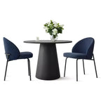 Juego de comedor redondo de pedestal de 5 piezas, sillas tapizadas, capacidad para 2 – Beige/Azul/Verde