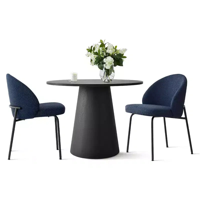 Juego de comedor redondo de pedestal de 5 piezas, sillas tapizadas, capacidad para 2 – Beige/Azul/Verde