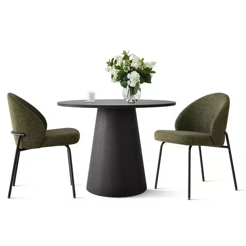 Juego de comedor redondo de pedestal de 5 piezas, sillas tapizadas, capacidad para 2 – Beige/Azul/Verde