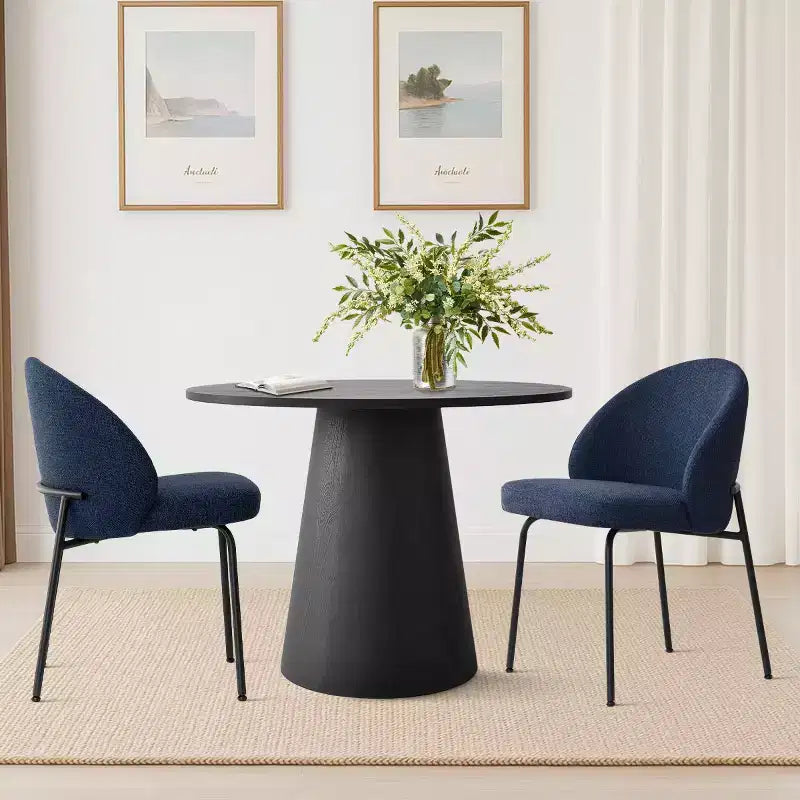 Juego de comedor redondo de pedestal de 5 piezas, sillas tapizadas, capacidad para 2 – Beige/Azul/Verde