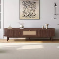 GDStudio Jalen Modern TV Stand with Rattan-Front Drawer and 2 Sliding-Door Cabinets