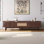 GDStudio Jalen Modern TV Stand with Rattan-Front Drawer and 2 Sliding-Door Cabinets