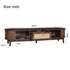Mueble de TV de ratán marrón natural con frentes de puertas corredizas y cajón, capacidad para hasta 75", montaje por 1 persona