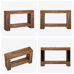 Mesa Consola de 2 Niveles en Marrón Natural – Estilo Rústico, Montaje para 1 Persona, 47" o 63"