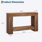Mesa Consola de 2 Niveles en Marrón Natural – Estilo Rústico, Montaje para 1 Persona, 47" o 63"