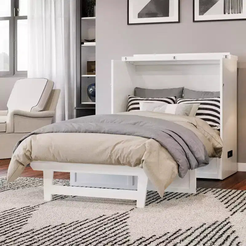 Arcón Cama Murphy con colchón, Twin XL, azul/blanco, 1 persona