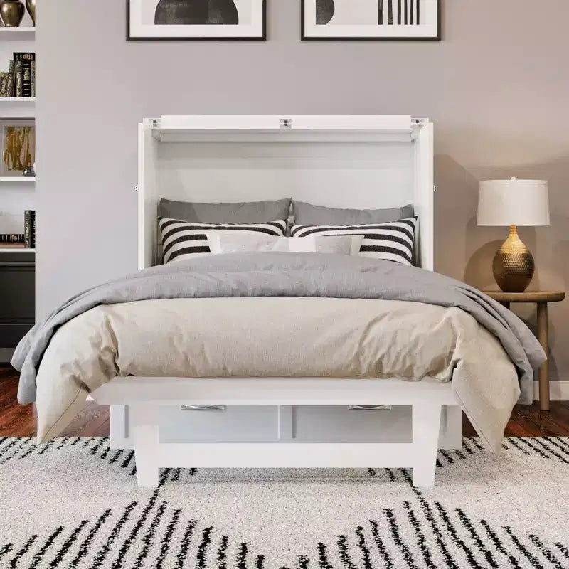Arcón Cama Murphy con colchón, Twin XL, azul/blanco, 1 persona