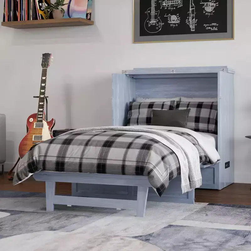 Arcón Cama Murphy con colchón, Twin XL, azul/blanco, 1 persona