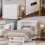 Arcón Cama Murphy con colchón, Twin XL, azul/blanco, 1 persona
