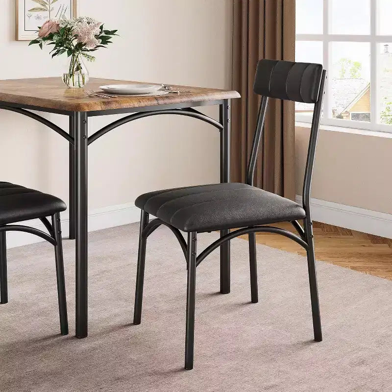 Juego de mesa de comedor para 4 personas para espacios pequeños, mesa de cocina con 4 sillas tapizadas, estructura moderna de madera y metal para apartamentos, comedor