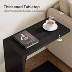 Mesa auxiliar negra en forma de C para sofá y cama, individual