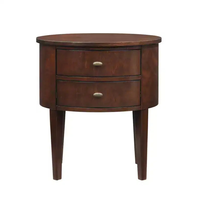 Mesa auxiliar ovalada de madera de 2 cajones (Negro/Espresso/Gris/Blanco), 1 unidad