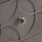 Mesita de Noche Metálica con Cajón, Diseño de Diamante Arqueado, en Negro/Dorado, Azul, Gris y Blanco/Dorado