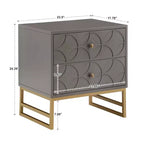 Mesita de Noche Metálica con Cajón, Diseño de Diamante Arqueado, en Negro/Dorado, Azul, Gris y Blanco/Dorado