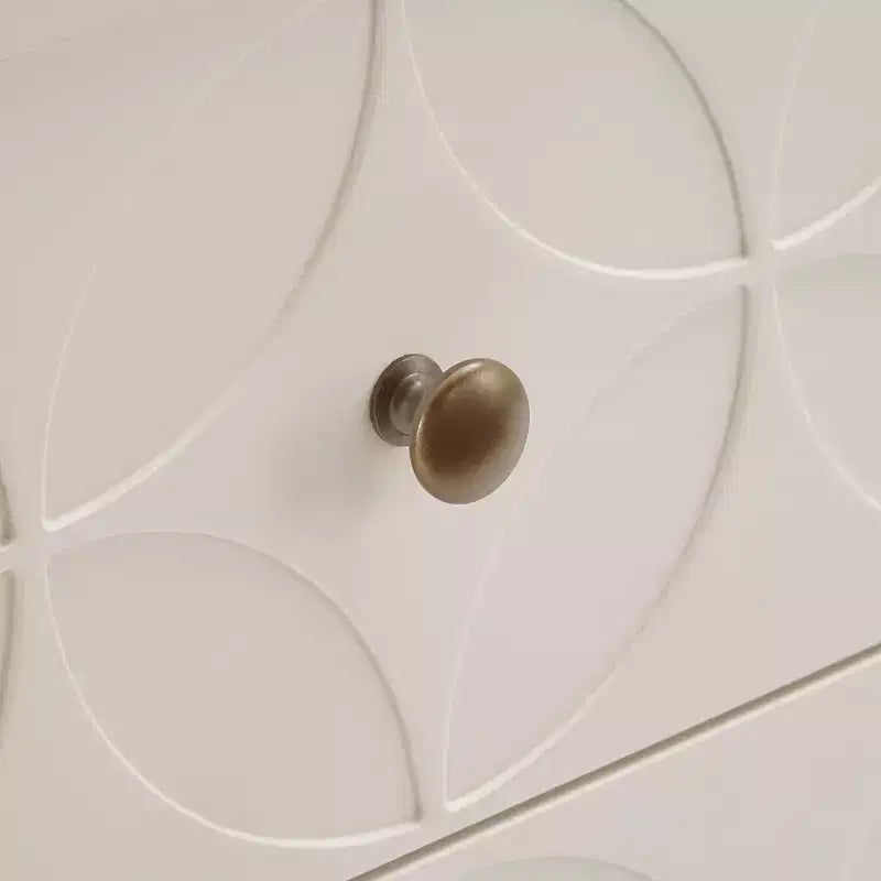 Mesita de Noche Metálica con Cajón, Diseño de Diamante Arqueado, en Negro/Dorado, Azul, Gris y Blanco/Dorado