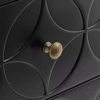 Mesita de Noche Metálica con Cajón, Diseño de Diamante Arqueado, en Negro/Dorado, Azul, Gris y Blanco/Dorado