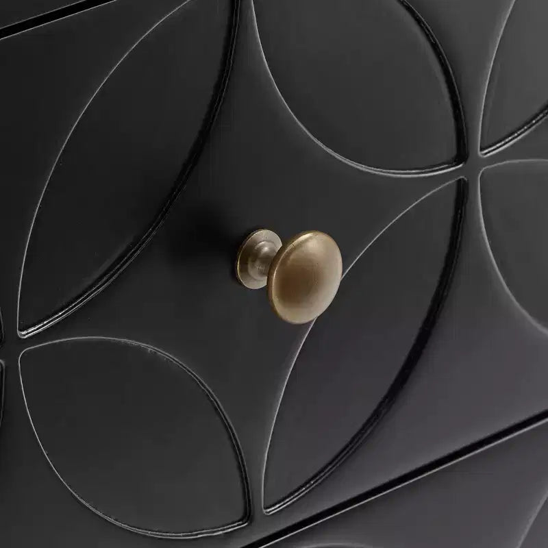 Mesita de Noche Metálica con Cajón, Diseño de Diamante Arqueado, en Negro/Dorado, Azul, Gris y Blanco/Dorado