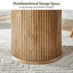 Negro / Marrón claro / Natural – Mesa de comedor redonda estriada, base de pedestal, capacidad para 4 a 6 personas