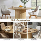 Negro / Marrón claro / Natural – Mesa de comedor redonda estriada, base de pedestal, capacidad para 4 a 6 personas
