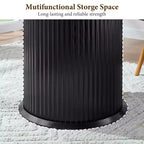 Negro / Marrón claro / Natural – Mesa de comedor redonda estriada, base de pedestal, capacidad para 4 a 6 personas