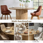 Negro / Marrón claro / Natural – Mesa de comedor redonda estriada, base de pedestal, capacidad para 4 a 6 personas
