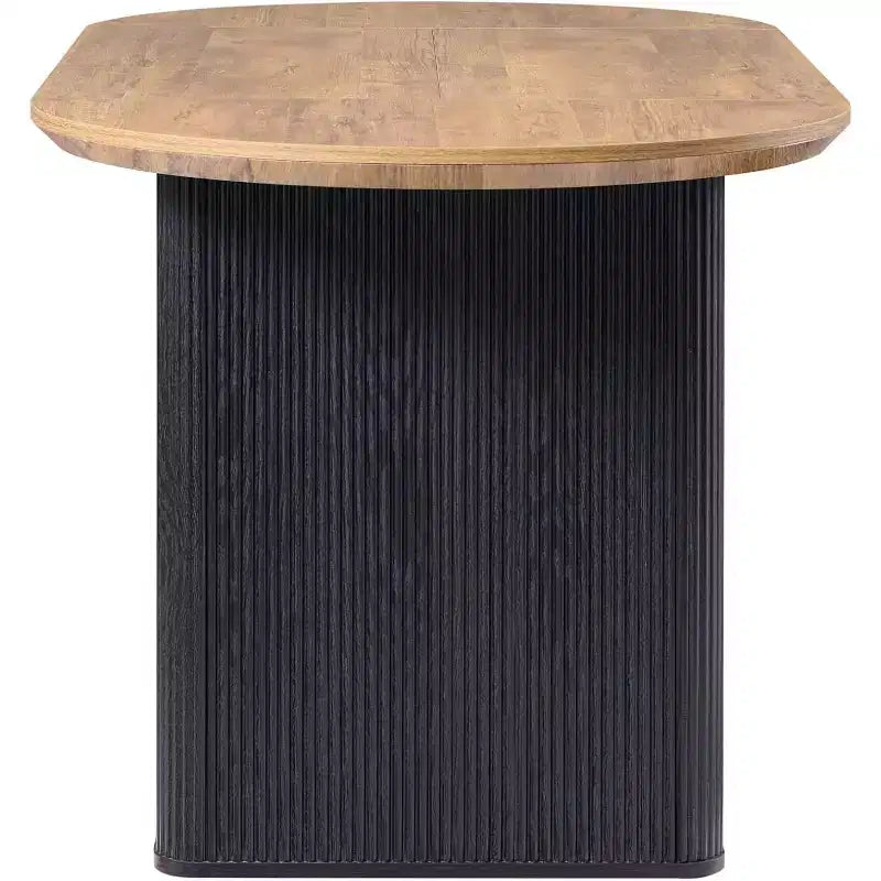 Mesa de comedor ovalada, capacidad 4 a 6 personas, color negro/marrón/natural
