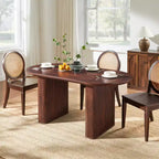 Mesa de comedor ovalada, capacidad 4 a 6 personas, color negro/marrón/natural