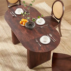 Mesa de comedor ovalada, capacidad 4 a 6 personas, color negro/marrón/natural