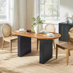 Mesa de comedor ovalada, capacidad 4 a 6 personas, color negro/marrón/natural