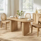 Mesa de comedor ovalada, capacidad 4 a 6 personas, color negro/marrón/natural