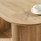 Mesa de comedor ovalada, capacidad 4 a 6 personas, color negro/marrón/natural