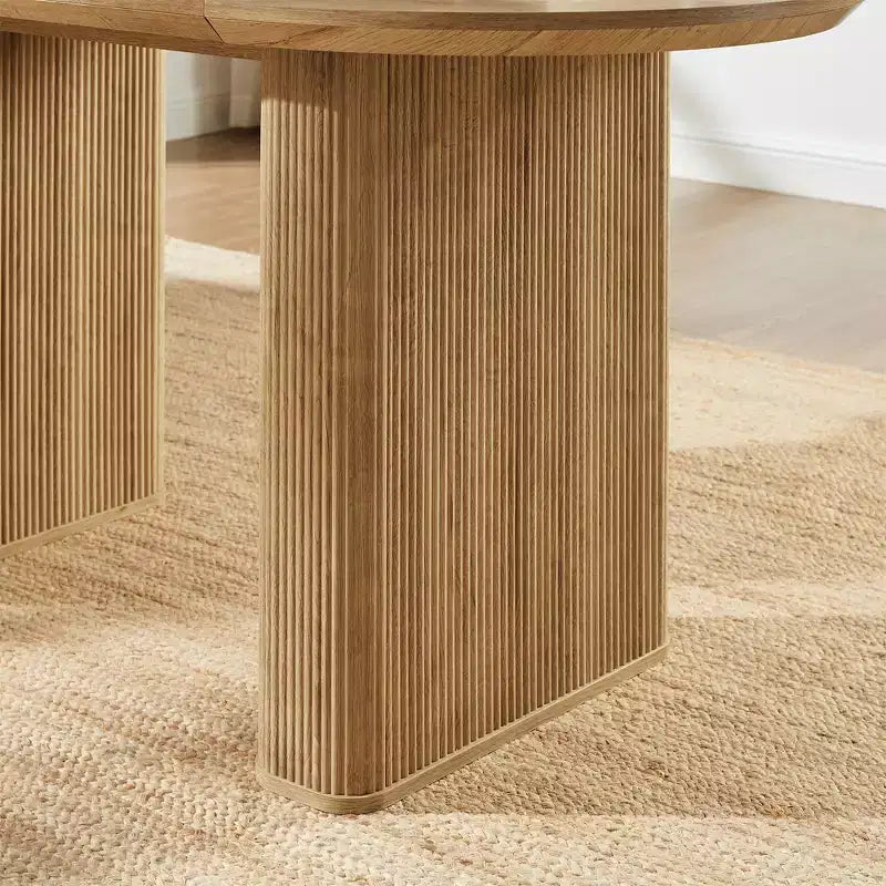 Mesa de comedor ovalada, capacidad 4 a 6 personas, color negro/marrón/natural