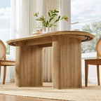 Mesa de comedor ovalada, capacidad 4 a 6 personas, color negro/marrón/natural