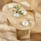 Mesa de comedor ovalada, capacidad 4 a 6 personas, color negro/marrón/natural