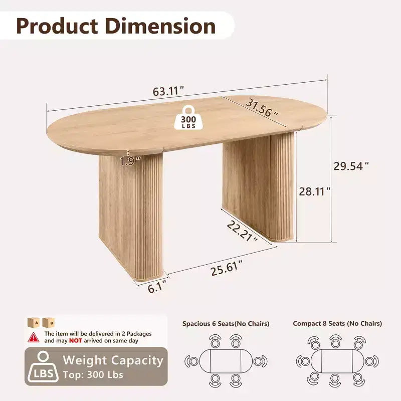 Mesa de comedor ovalada, capacidad 4 a 6 personas, color negro/marrón/natural