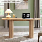Mesa de comedor ovalada, capacidad 4 a 6 personas, color negro/marrón/natural