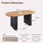 Mesa de comedor ovalada, capacidad 4 a 6 personas, color negro/marrón/natural